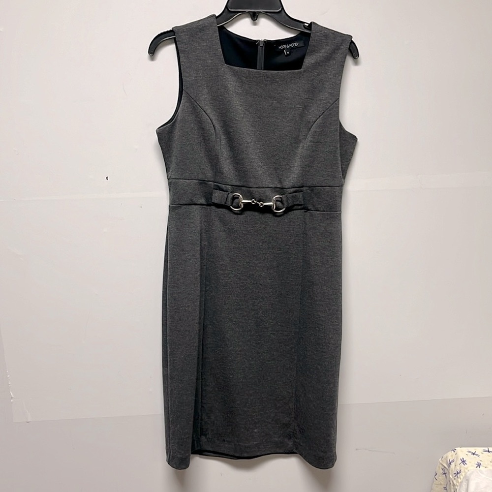 Cute Grey Dress by Hope & Honey Grey with Siver Faux Belt Size 6